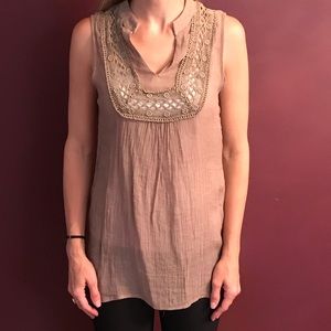 NWOT XS tan, beige, brown Boubeau tank tunic